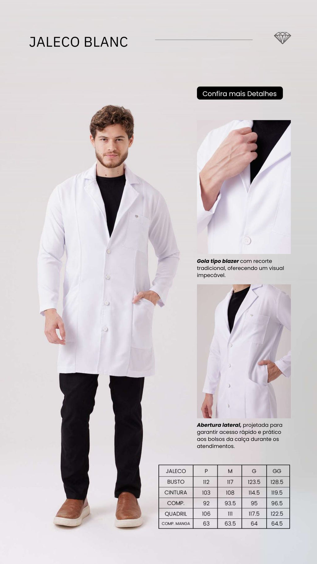 Jaleco Blanc My Coat Masculino