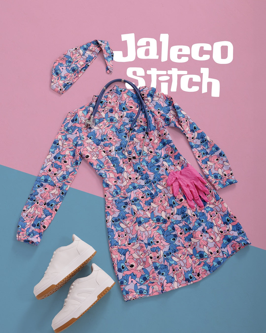 Jaleco Estampado Stitch My Coat Feminino
